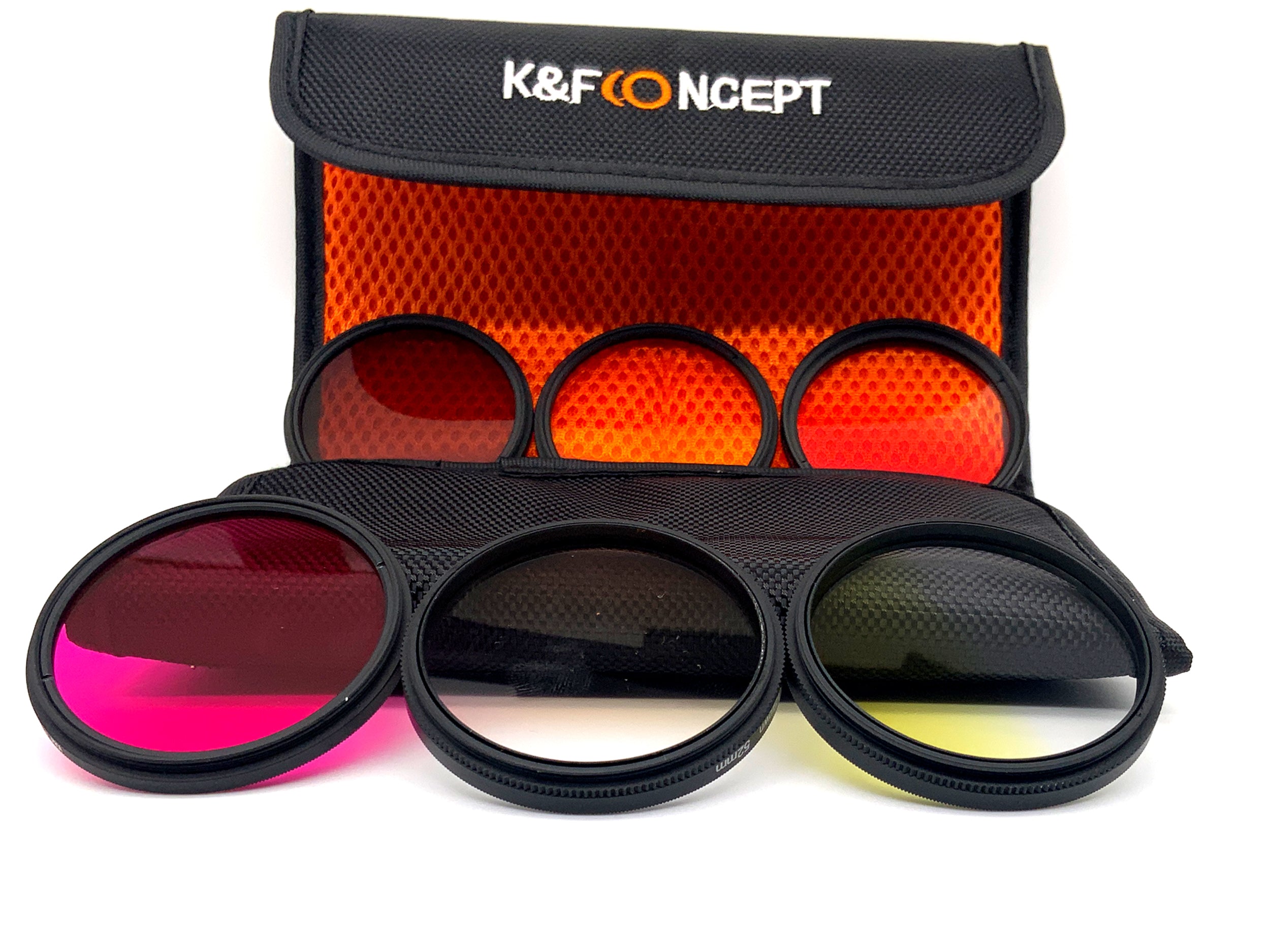 K&F Concept 6er Filterset Farb-und Verlaufsfilter Pink/Brown/Yellow+Case 52mm