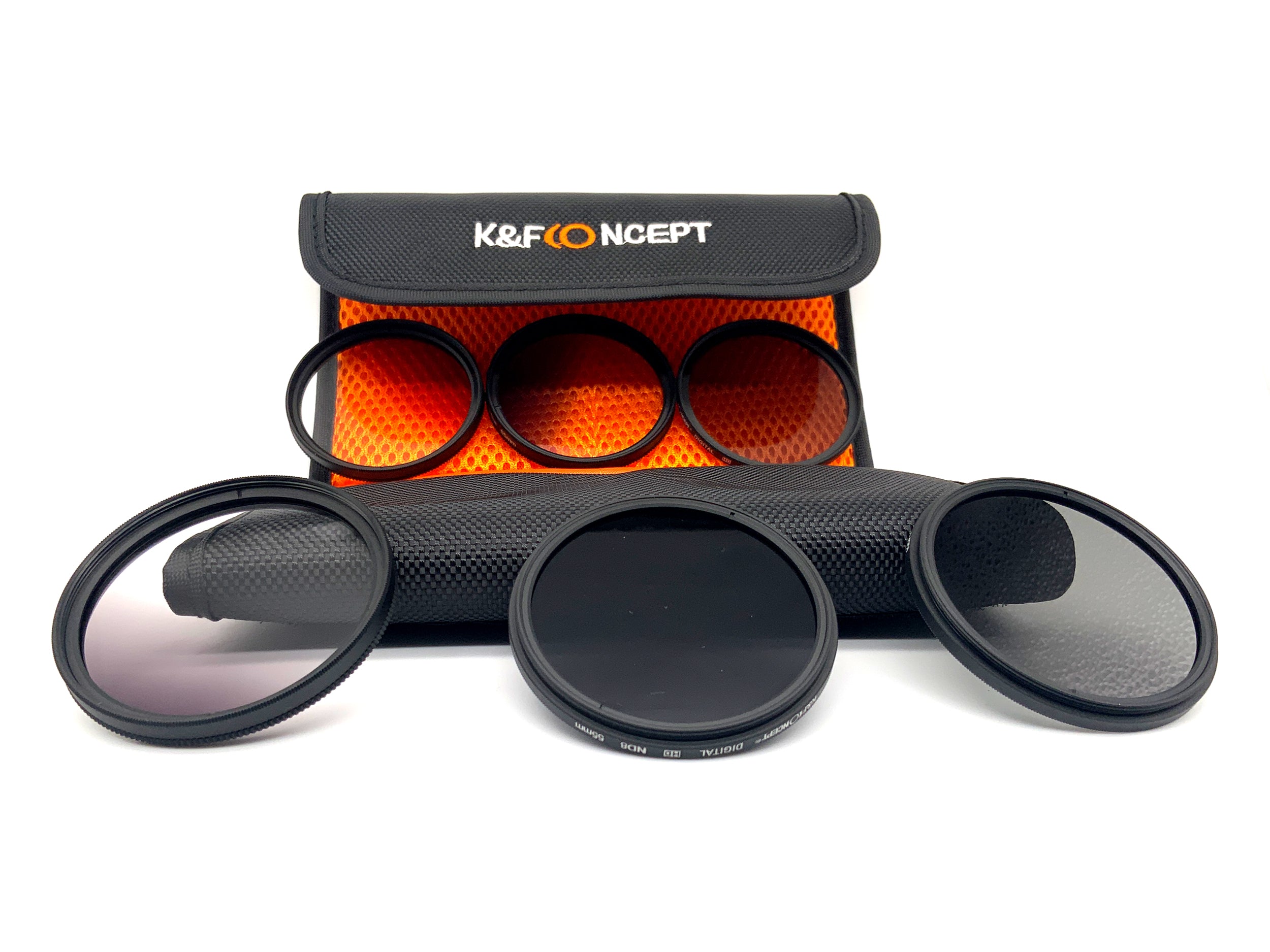 K&F Concept 6er Filterset ND2/4/8, Verlaufsfilter G-Orange/Blue/Grey + Case 55mm