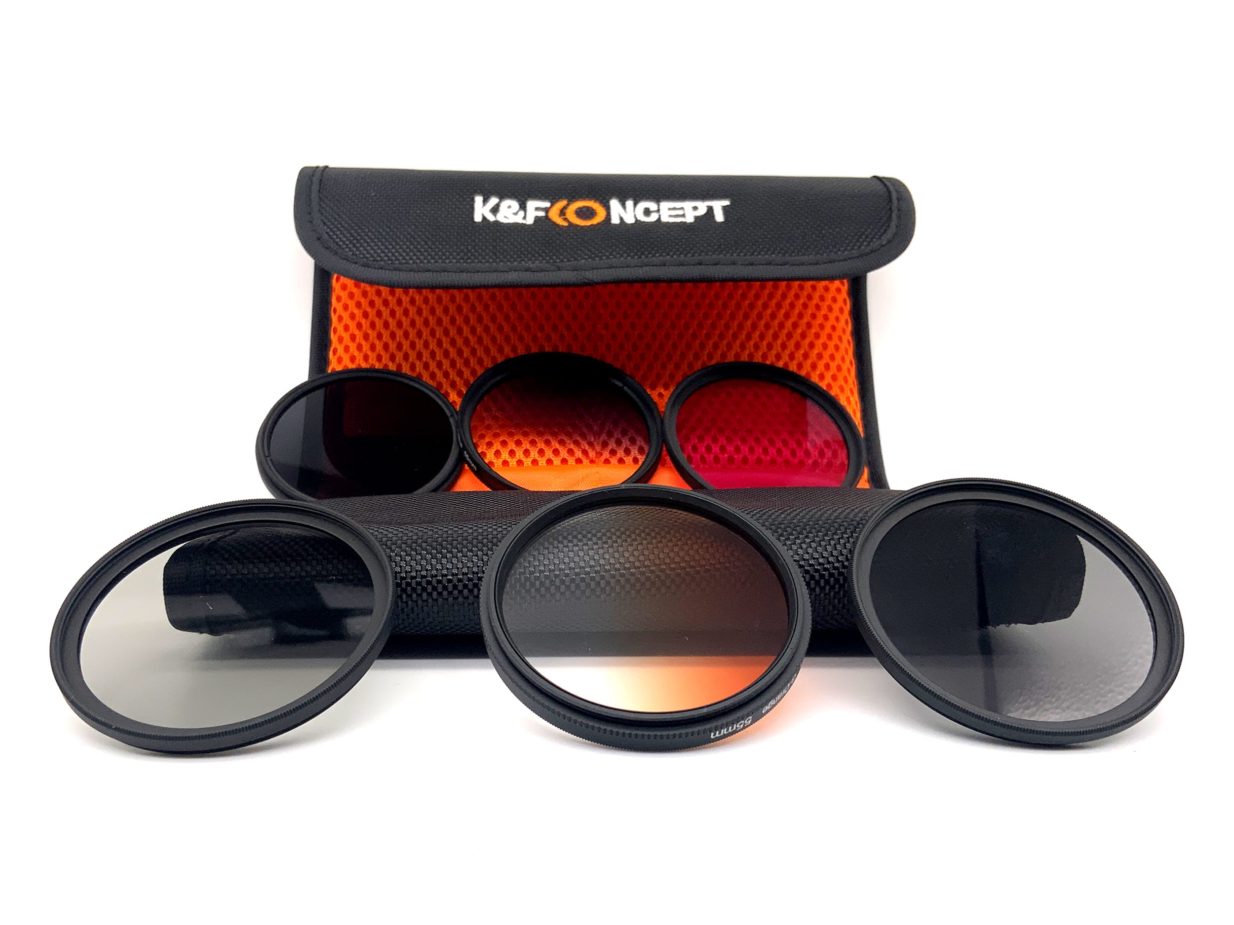 K&F Concept 6er Filterset ND2/4/8, FLD, Verlaufsfilter G-Orange/Blue Filter 55mm