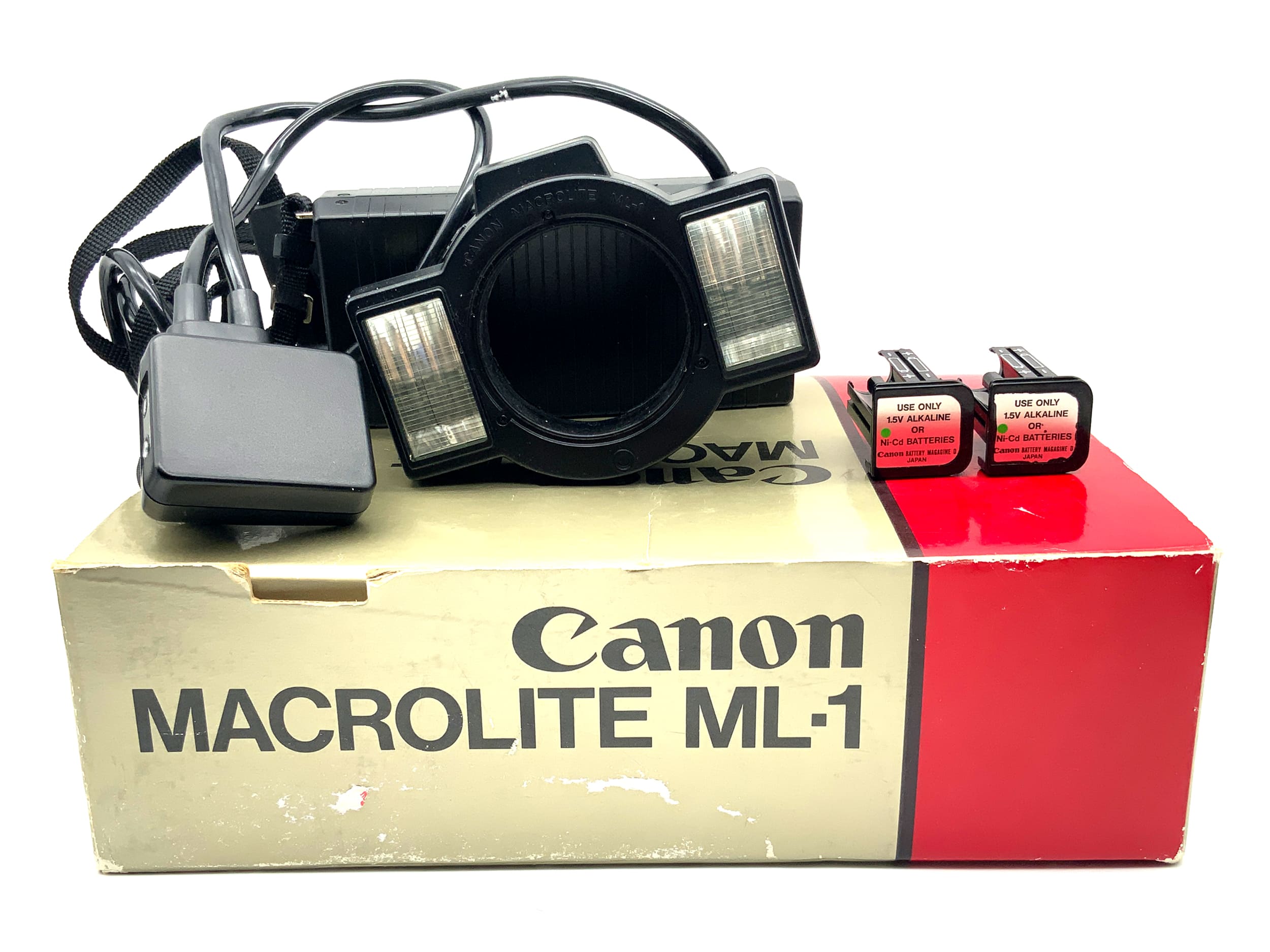 Canon Macrolite ML-1 flash unit in original packaging for Canon A-1, AE-1, AE-1 Program flash