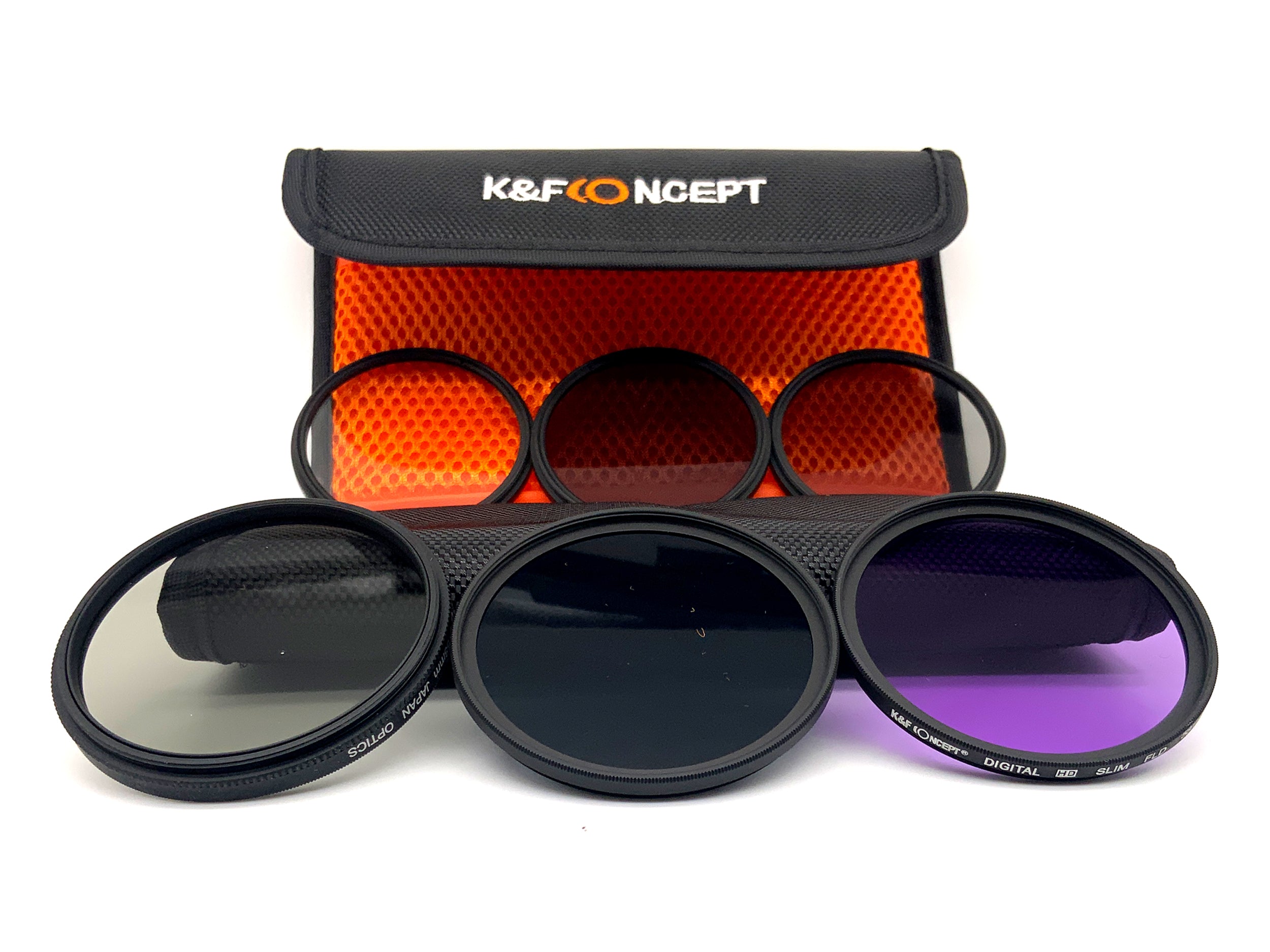 K&F Concept 6er Filterset Digital HD Slim UV, CPL, FLD, ND2/4/8 + Case 58mm