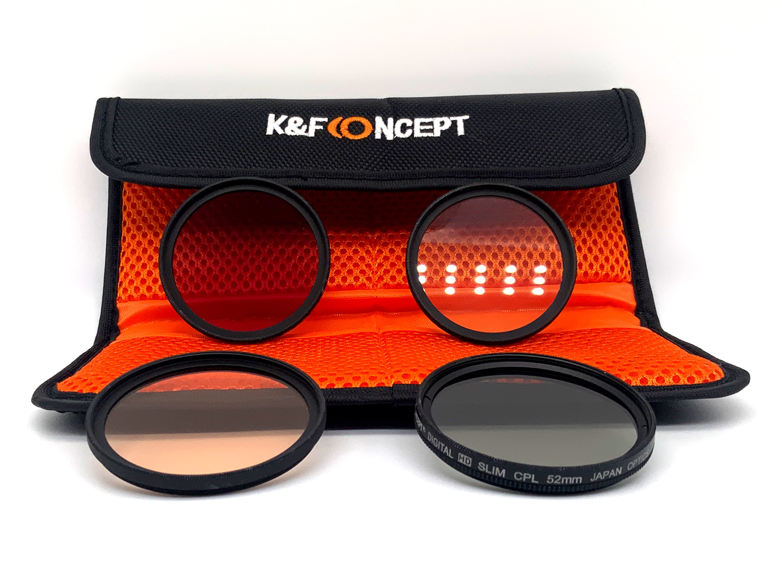K&F Concept 6er Filterset Digital HD Slim UV/CPL/FLD/Warming + Case Filter 52mm