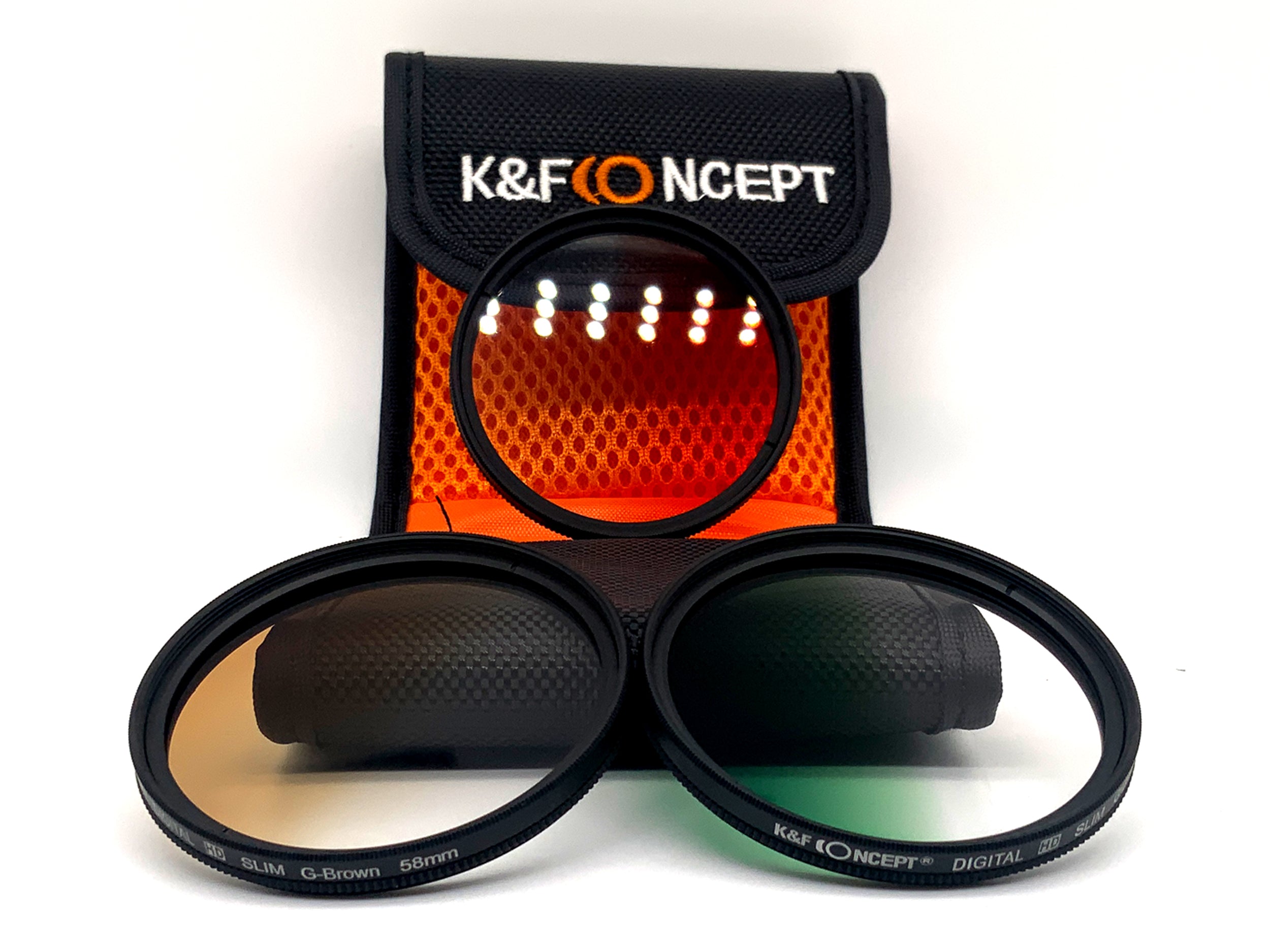 K&F Concept Verlaufsfilter 3er Set Digital HD Slim Orange/Green/Brown +Case 58mm