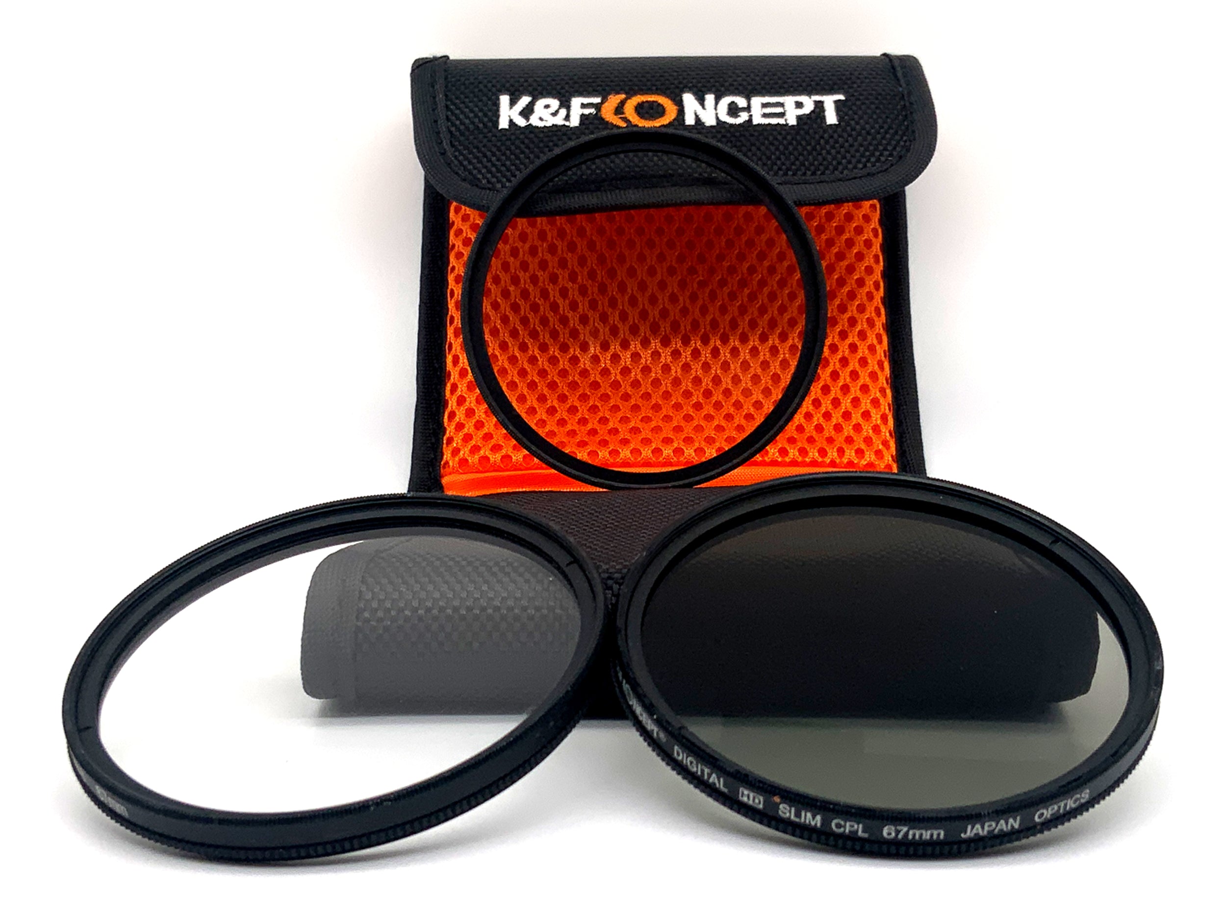 K&F Concept 3er Filterset Digital HD Slim UV/CPL/Star-6 + Case Filter 67mm