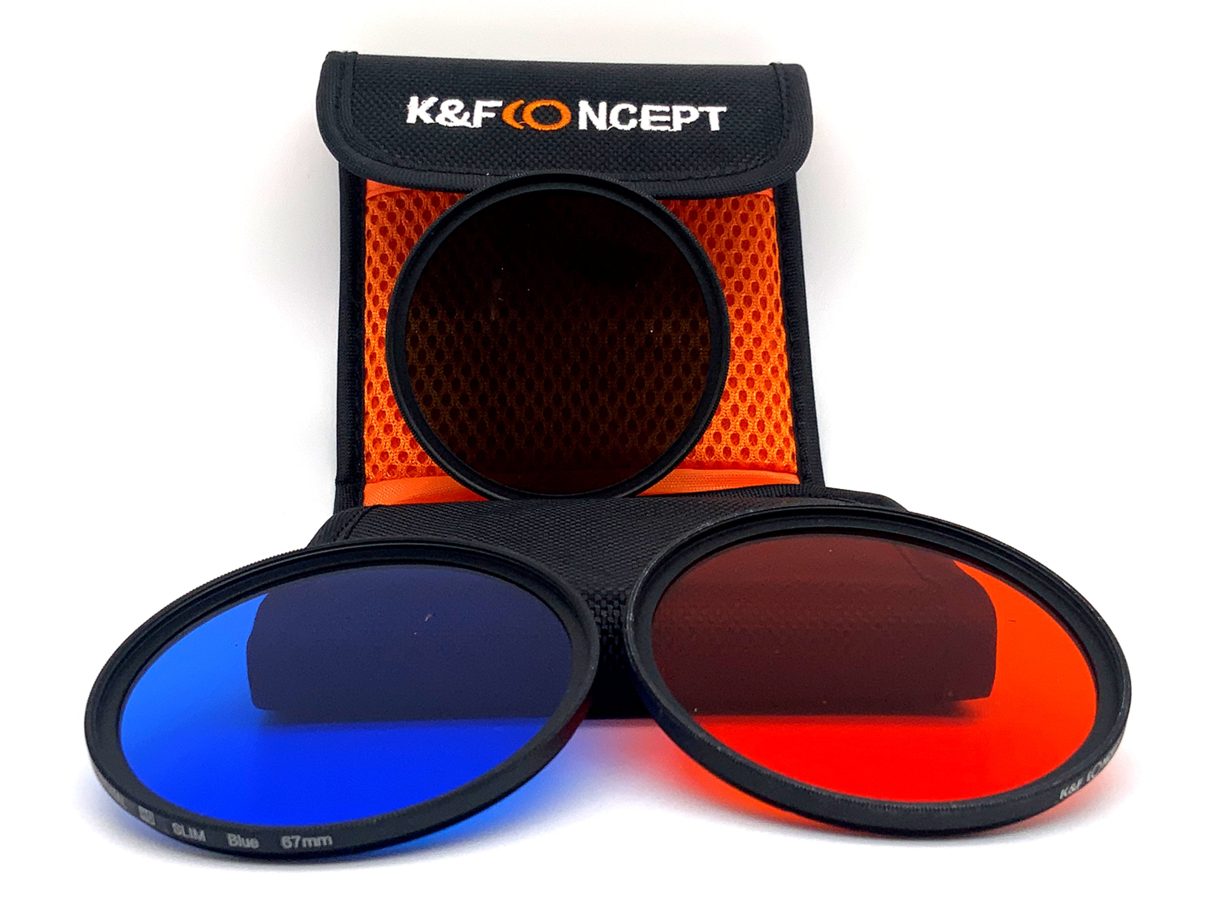 K&F Concept Farbfilter 3er Set Digital HD Slim Green/Orange/Blue + Case 67mm