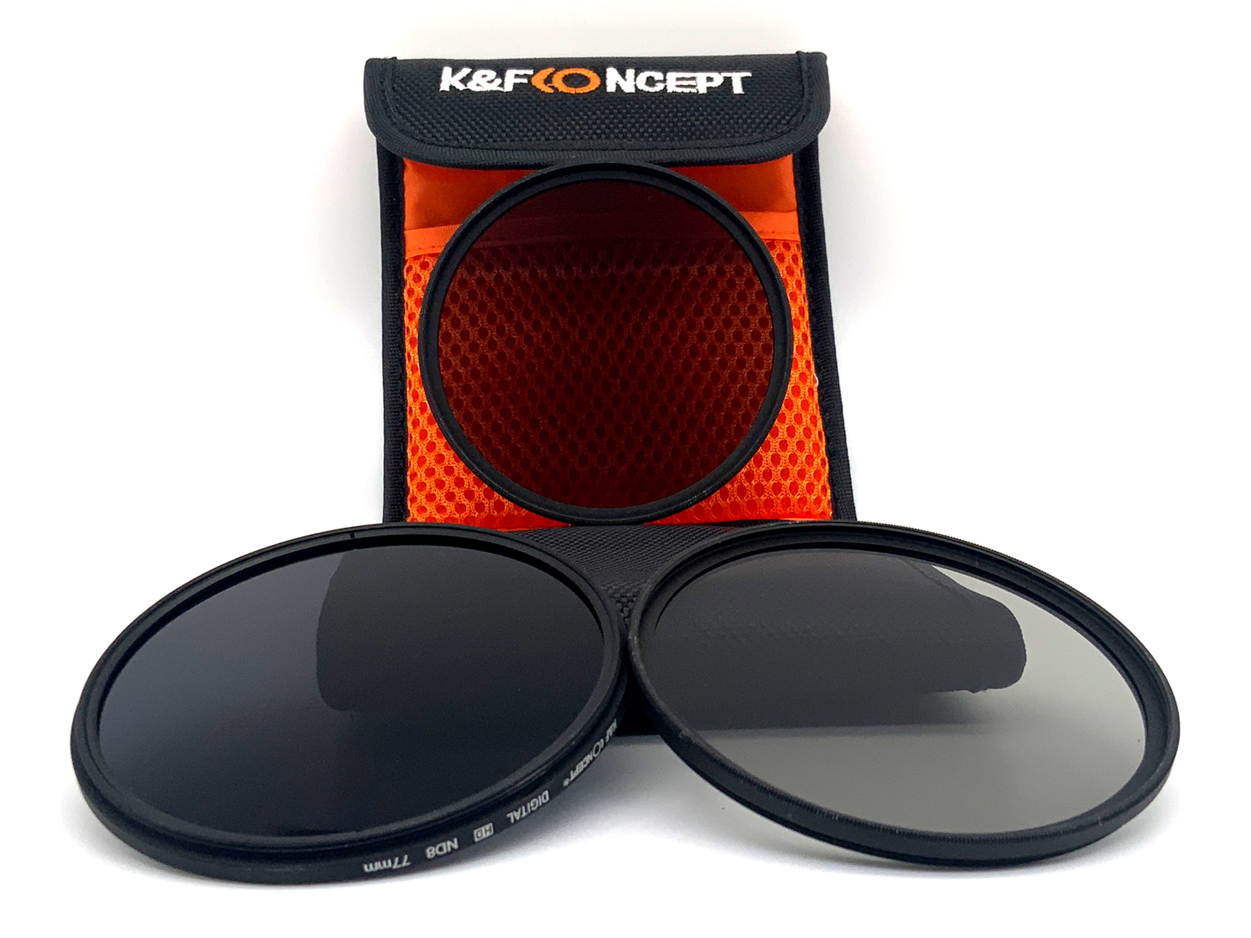 K&F Concept Graufilter 3er Set Digital HD ND2/4/8 + Case Filter 77mm