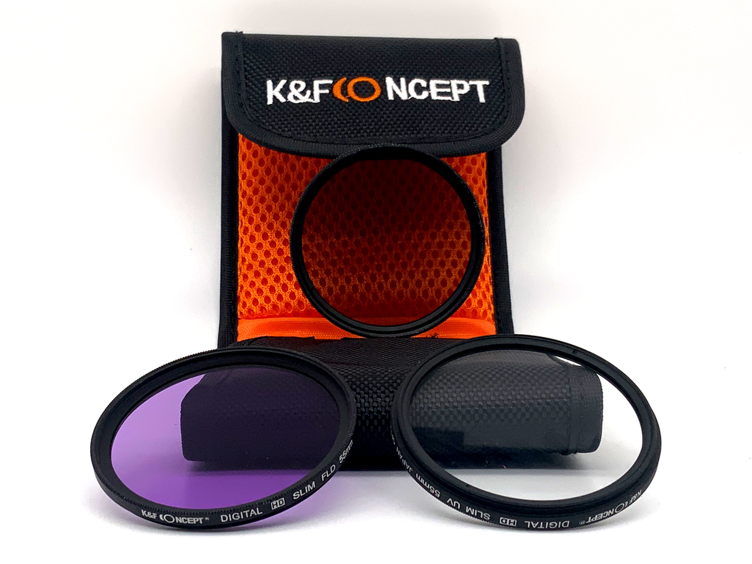 K&F Concept 3er Filterset Digital HD Slim UV/CLP/FLD + Case Filter 55mm