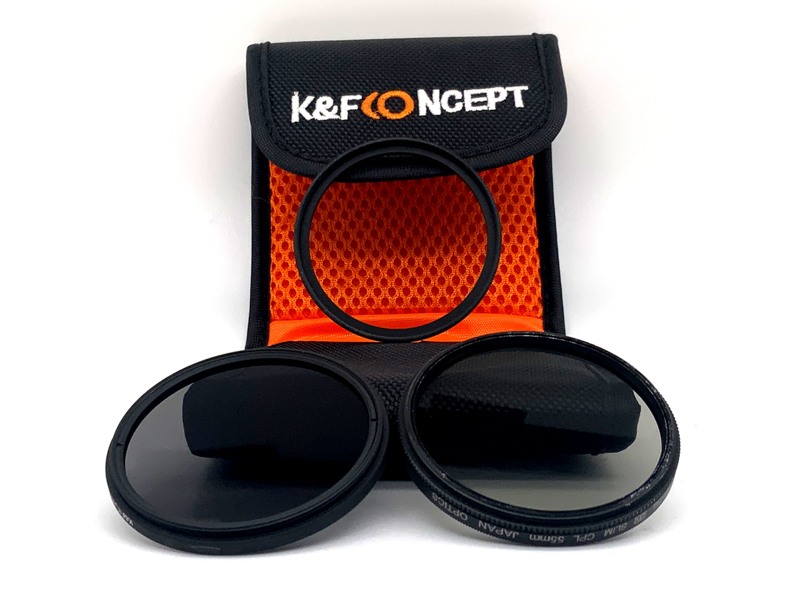 K&F Concept 3er Filterset Digital HD Slim UV/CPL/ND4 + Case Filter 55mm