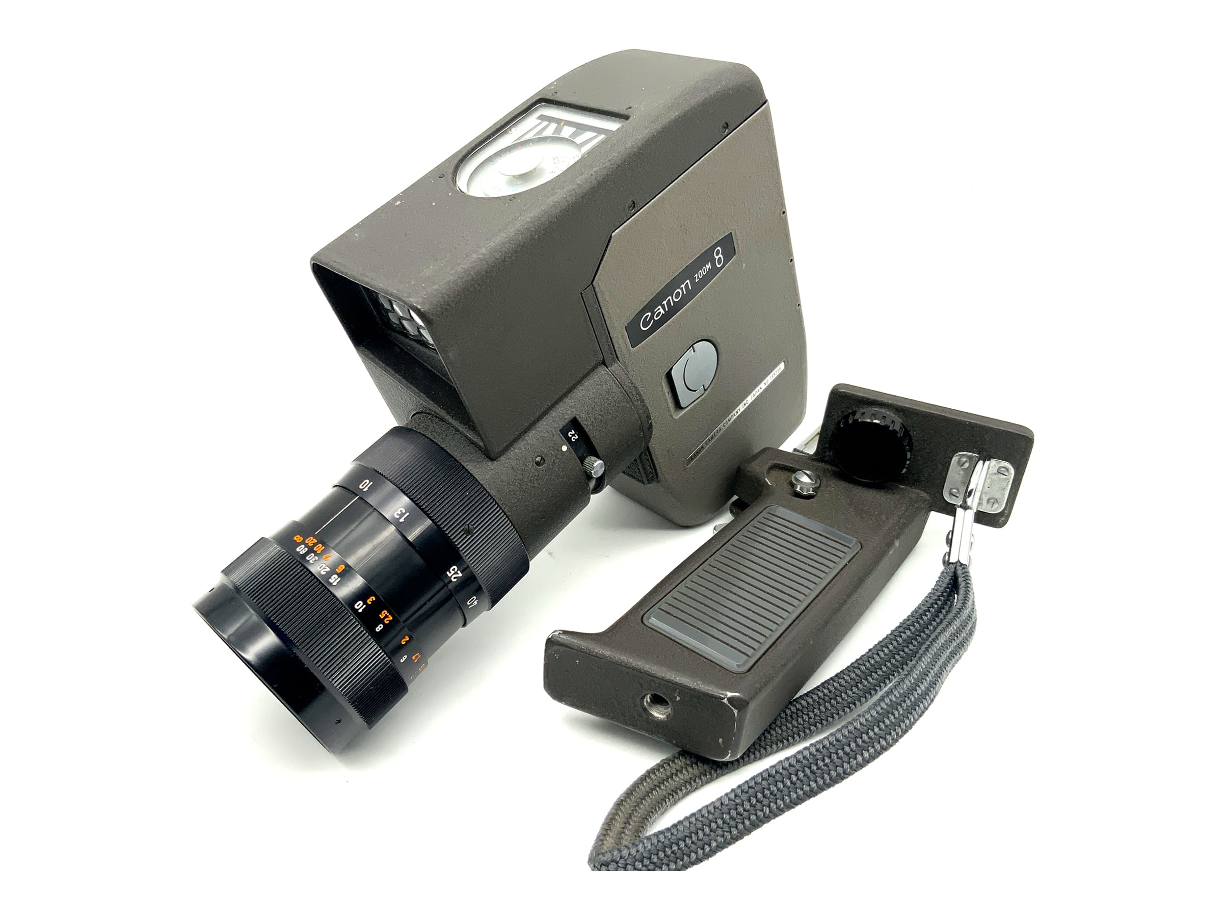 Canon Zoom 8 movie camera with C-8 10-40mm f:1.4 lens and grip, dual 8mm film