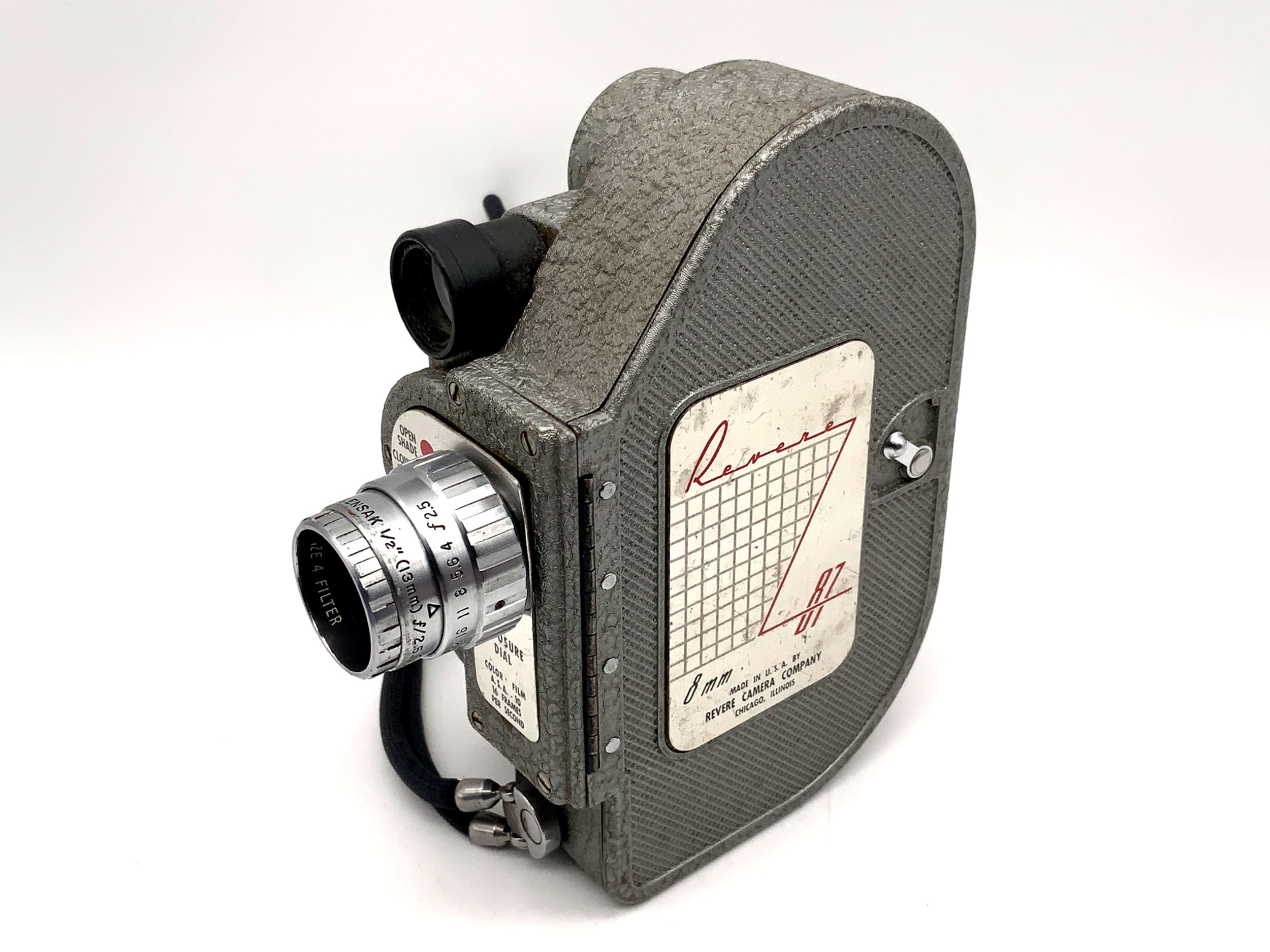 Revere Eightline 81 film camera with Wollensak "1/2" 13mm f/2.5 Raptar dual 8mm lens