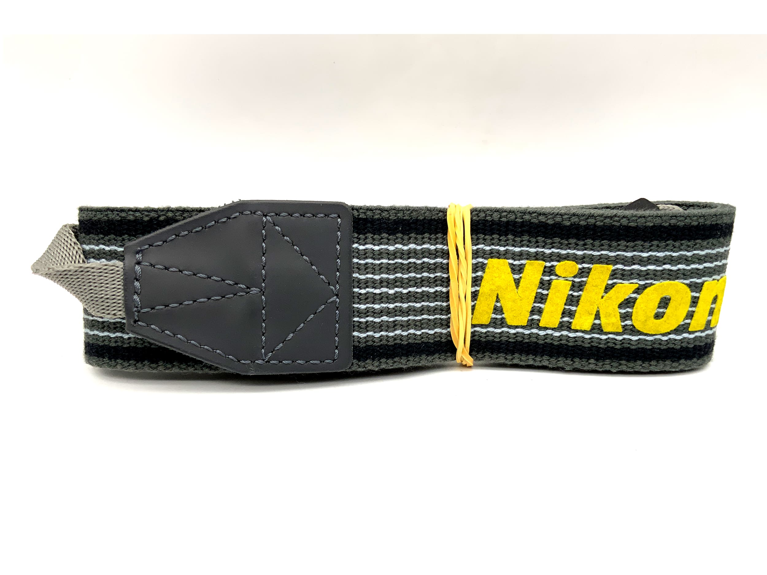 Nikon gray/yellow strap, carrying strap
