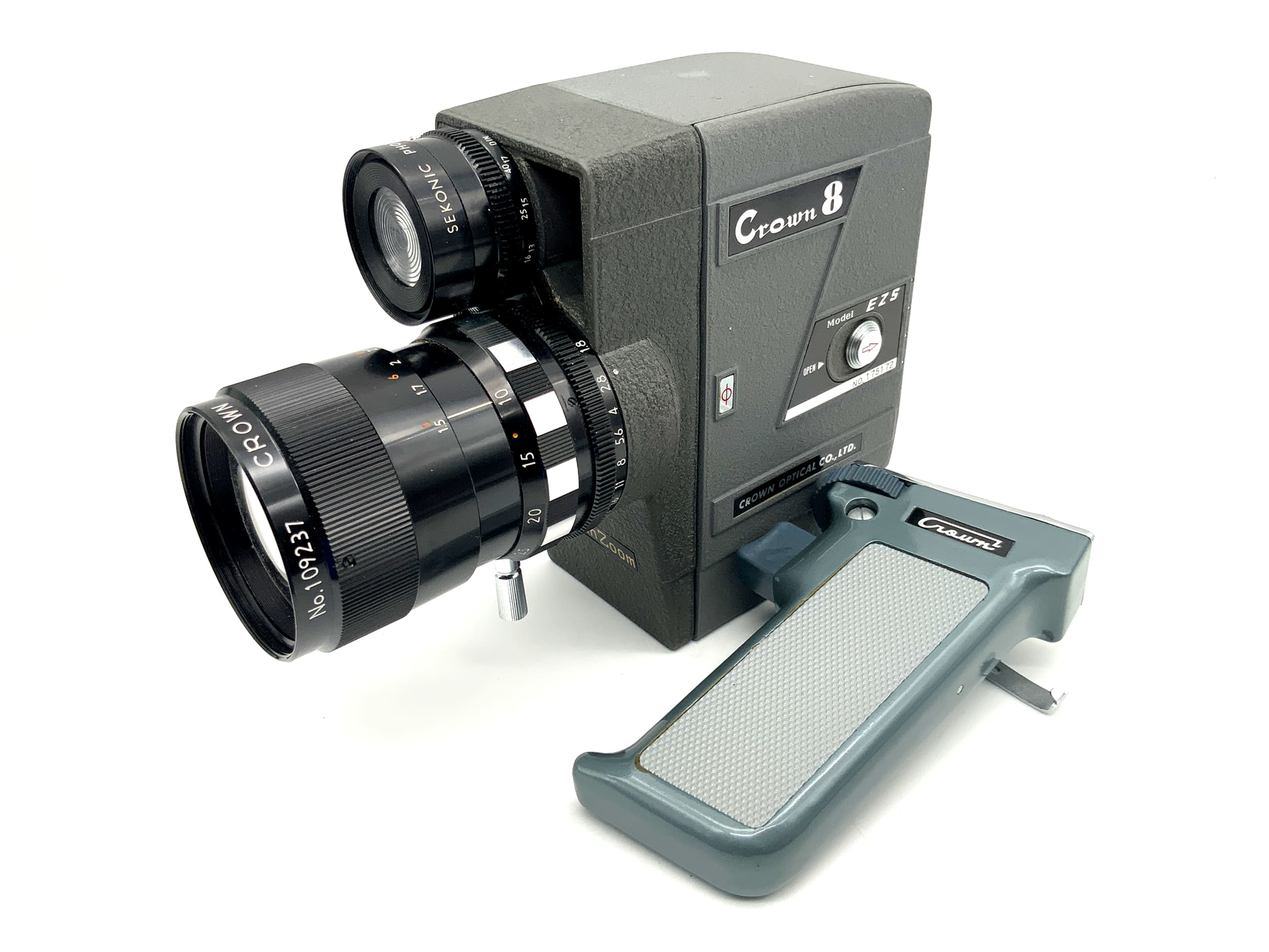 Crown 8 EZS movie camera with F:1.8 f=10-30mm zoom lens and grip, dual 8mm
