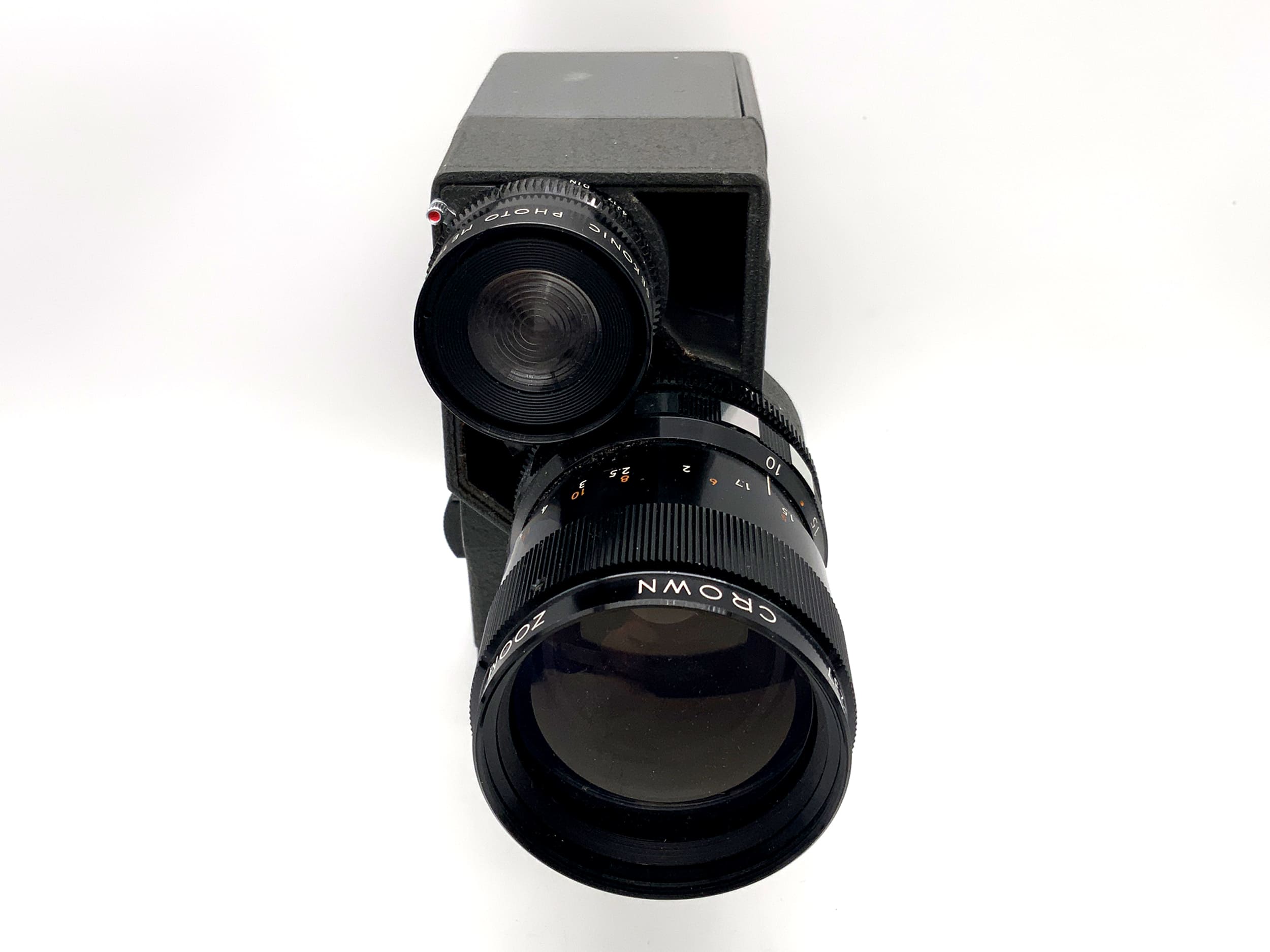 Crown 8 EZS movie camera with F:1.8 f=10-30mm zoom lens and grip, dual 8mm