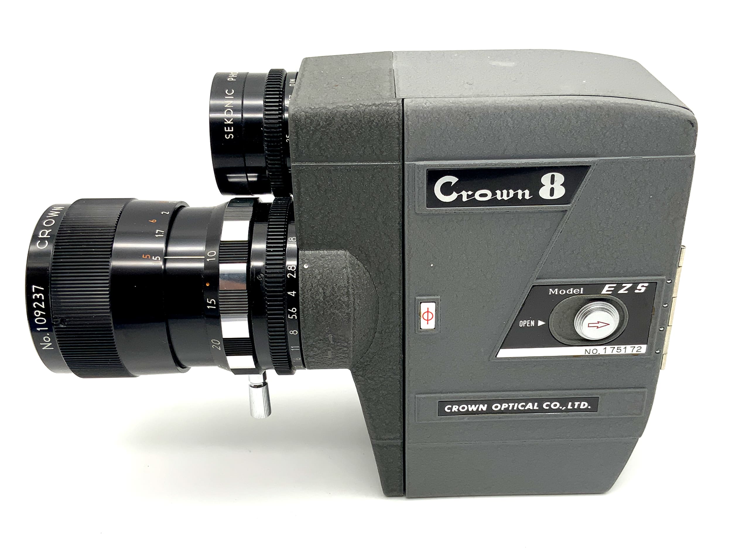 Crown 8 EZS movie camera with F:1.8 f=10-30mm zoom lens and grip, dual 8mm