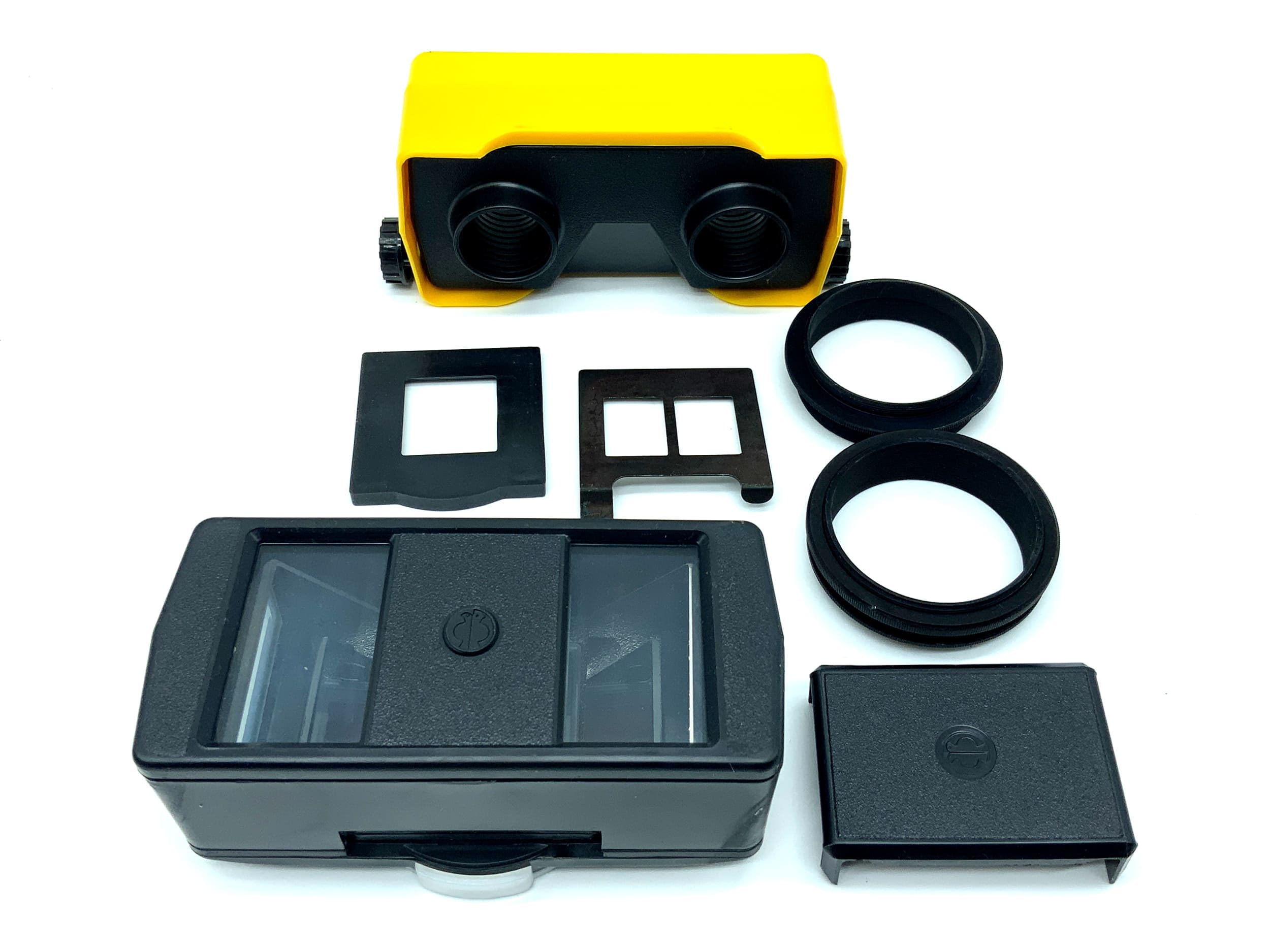 SKF Stereoskop 3D Diabetrachter Gelb/Schwarz Ledertasche und Box