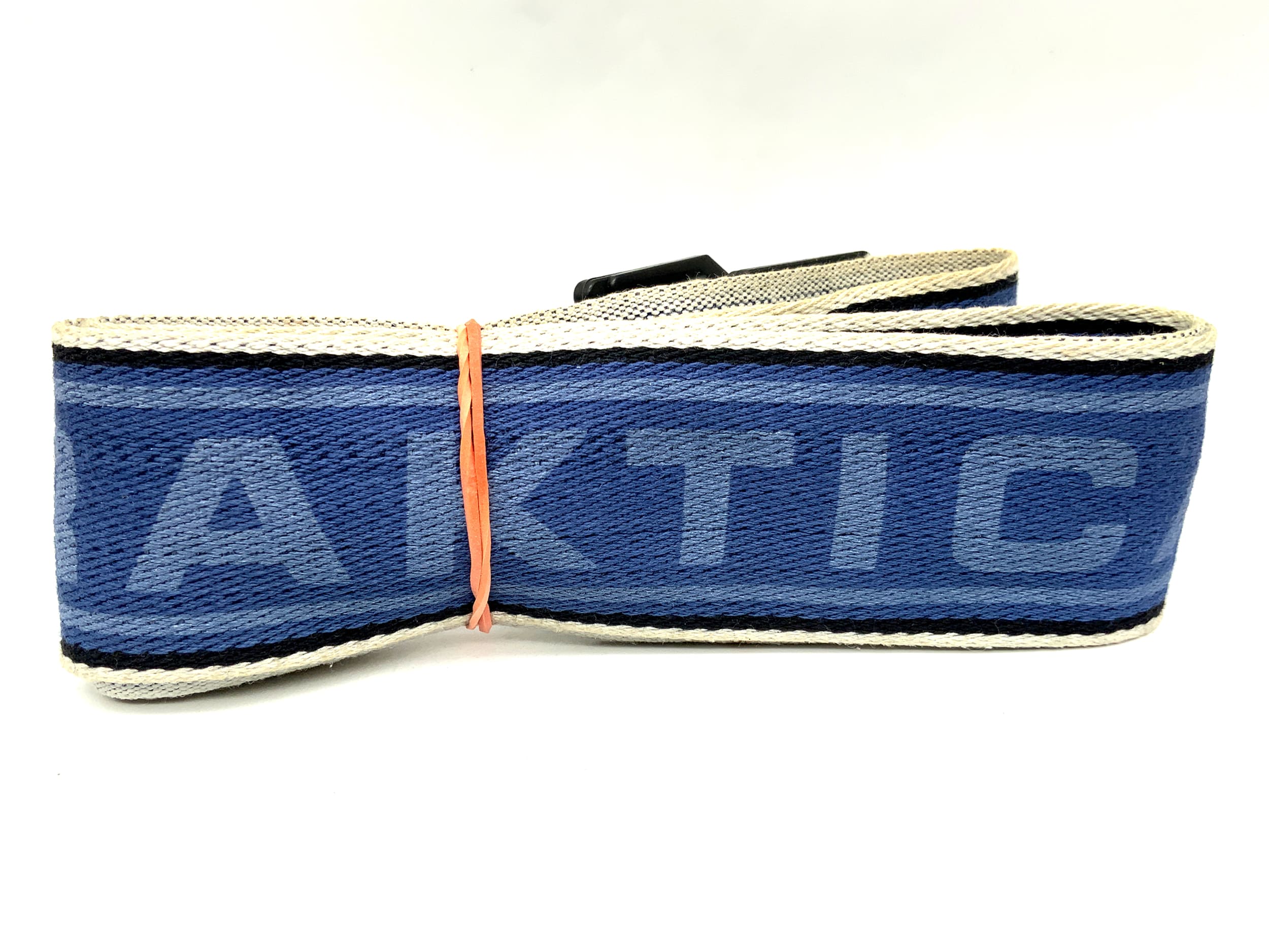 Praktica approx. 40mm wide strap, blue/white, neck/shoulder strap, camera strap
