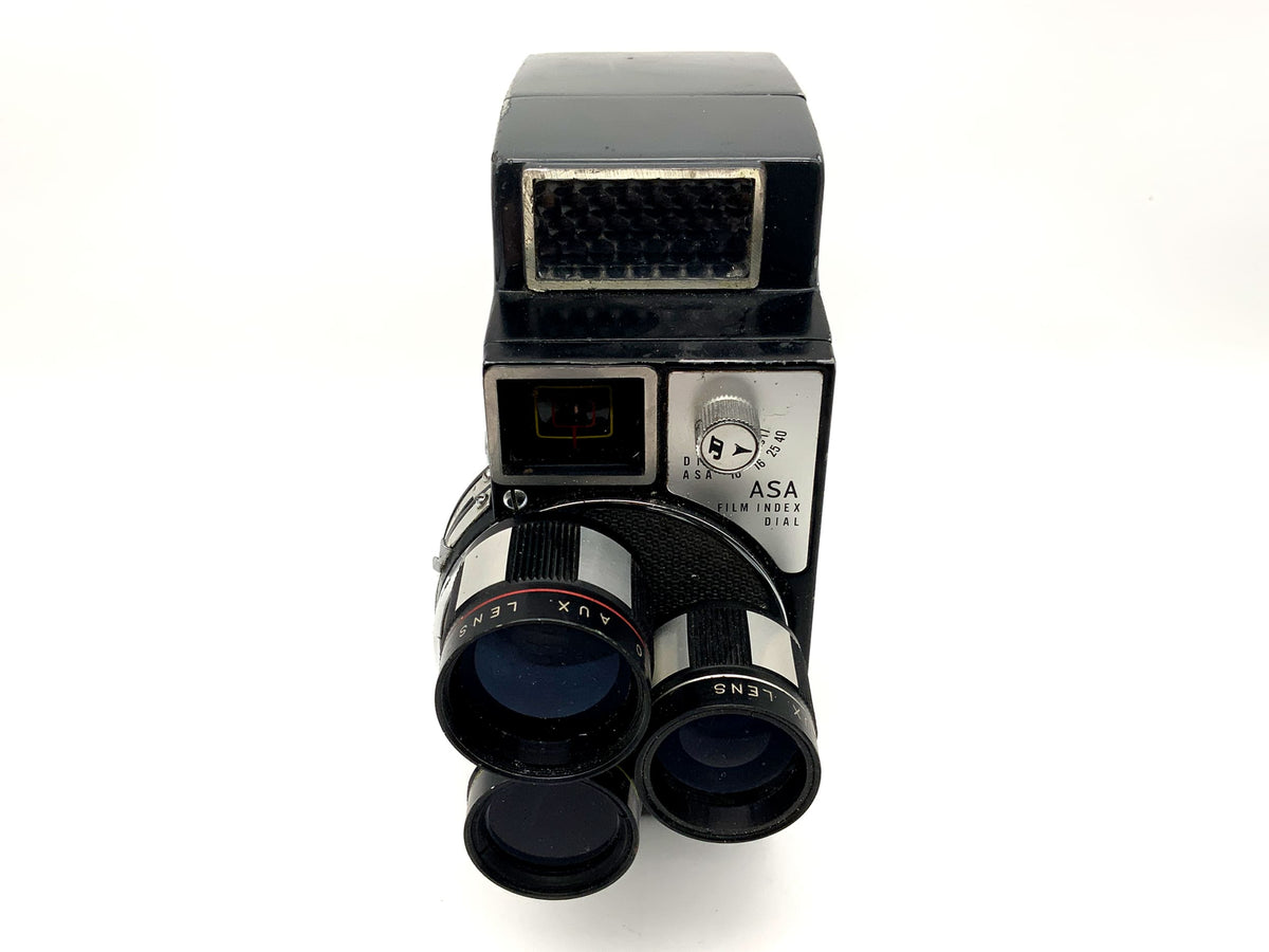 Jelco Auto III film camera with Jelco lens (3 pieces) for double 8mm film.