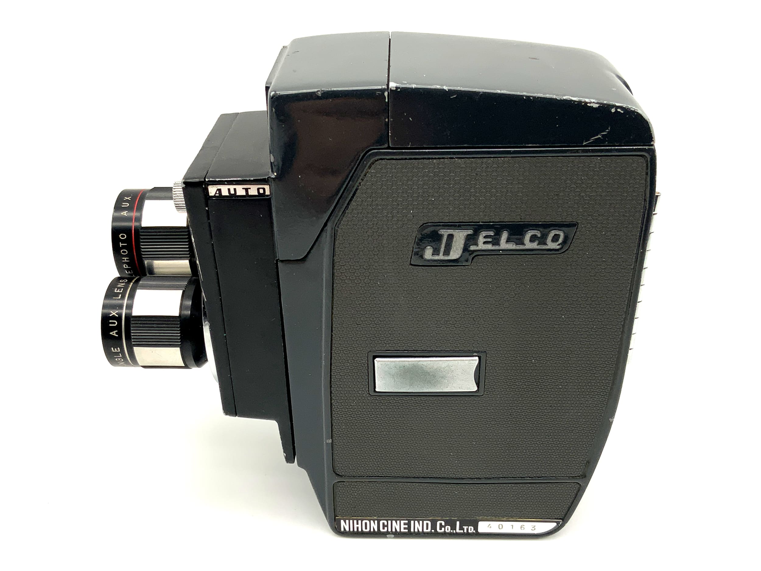 Jelco Auto III film camera with Jelco lens (3 pieces) for double 8mm film.