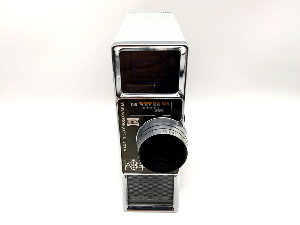 Meopta A8G1 Supra film camera with Mirar 2.8/12.5 16mm lens and grip for narrow-gauge film