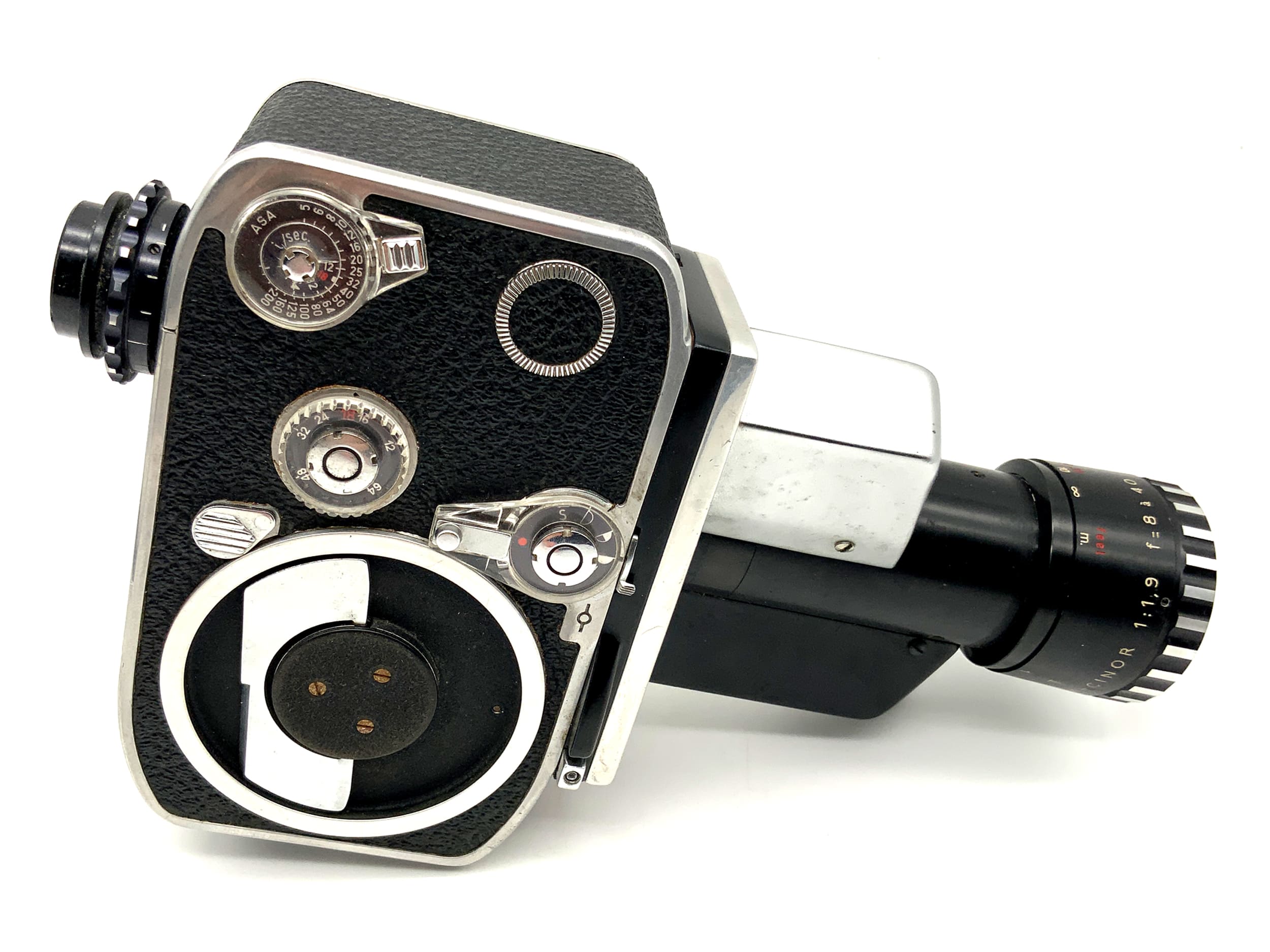 Bolex Paillard P1 Zoom reflex film camera with Berthiot 1:1.9 f=8-40mm double 8mm lens