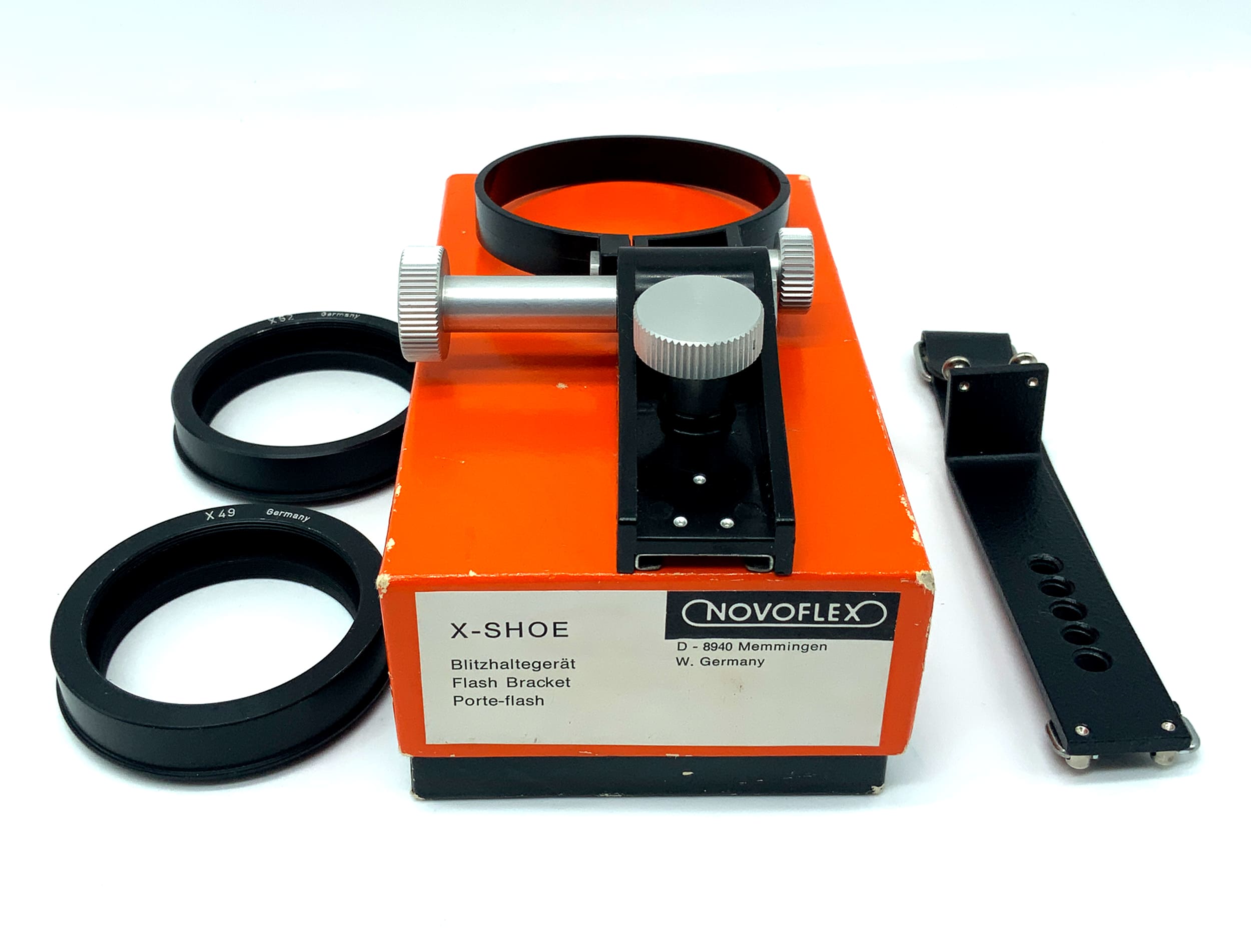 Novoflex flash holder flash holder+X-shoe+X-ring x49/x52 in original packaging