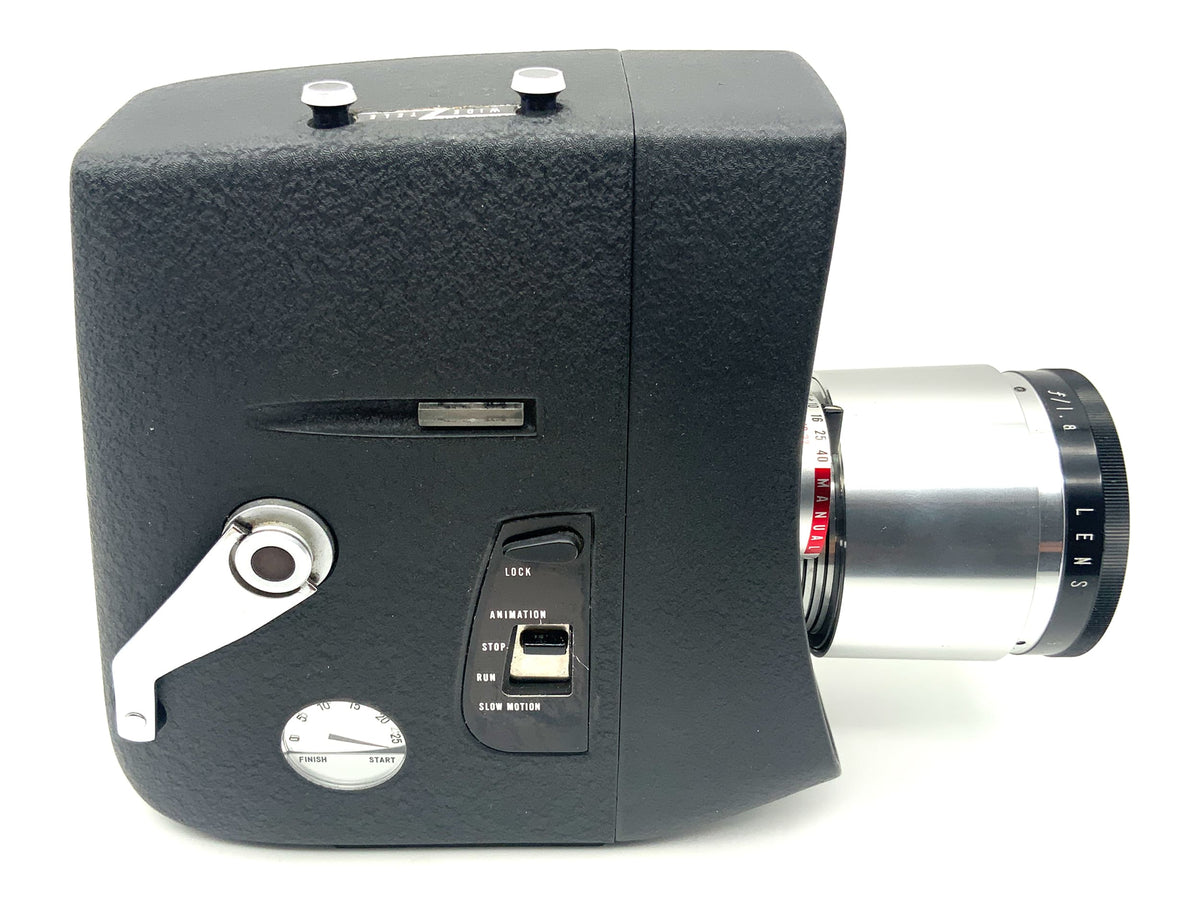Tower Varizoom film camera with f/1.8 9-27mm dual 8mm narrow film